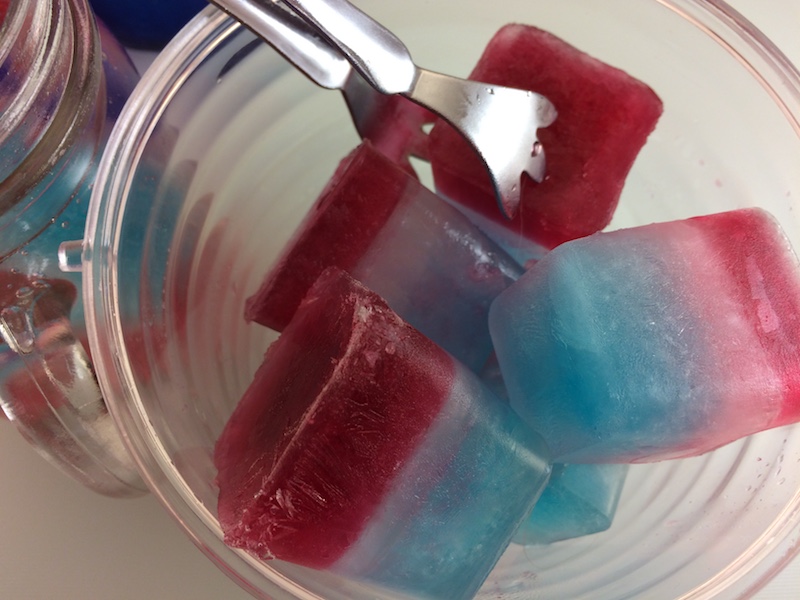 red white blue ice